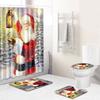 Christmas Shower Curtain Floor Mat Combination Four-Piece Set Bathroom Toilet Carpet Shower Room Mat Foot Mat