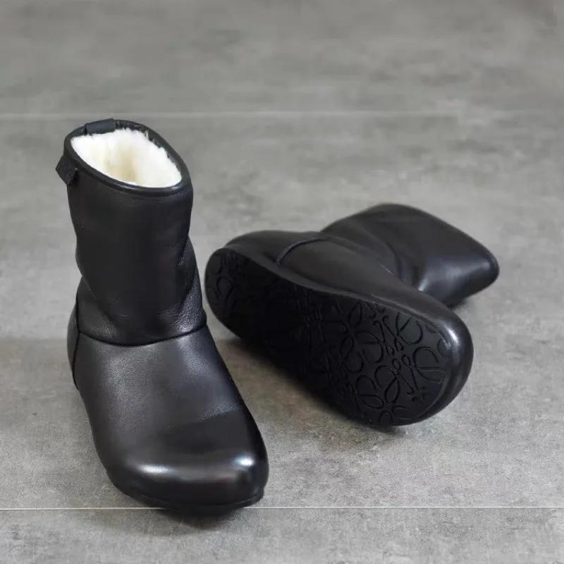 Модная повседневная модная зимняя женская обувь 2024 года, удобные и теплые женские зимние сапоги, водонепроницаемые и нескользящие женские кожаные сапоги