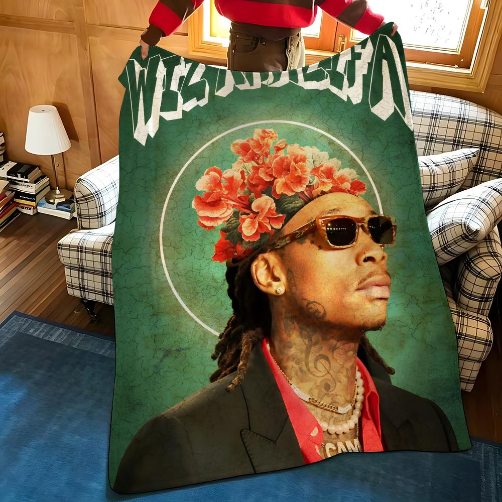 Музыкальный W-Wiz K-Khalifa Плед из фланели, подходит для диванов, кроватей, офисов, путешествий, туристических стульев