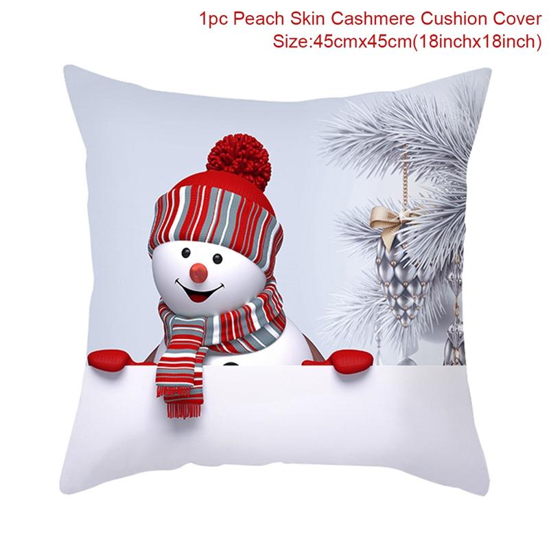 Snowman Christmas Cushion Cover Merry Christmas Decorations For Home Cristmas Sofa Decor Navidad Xmas Gifts New Year