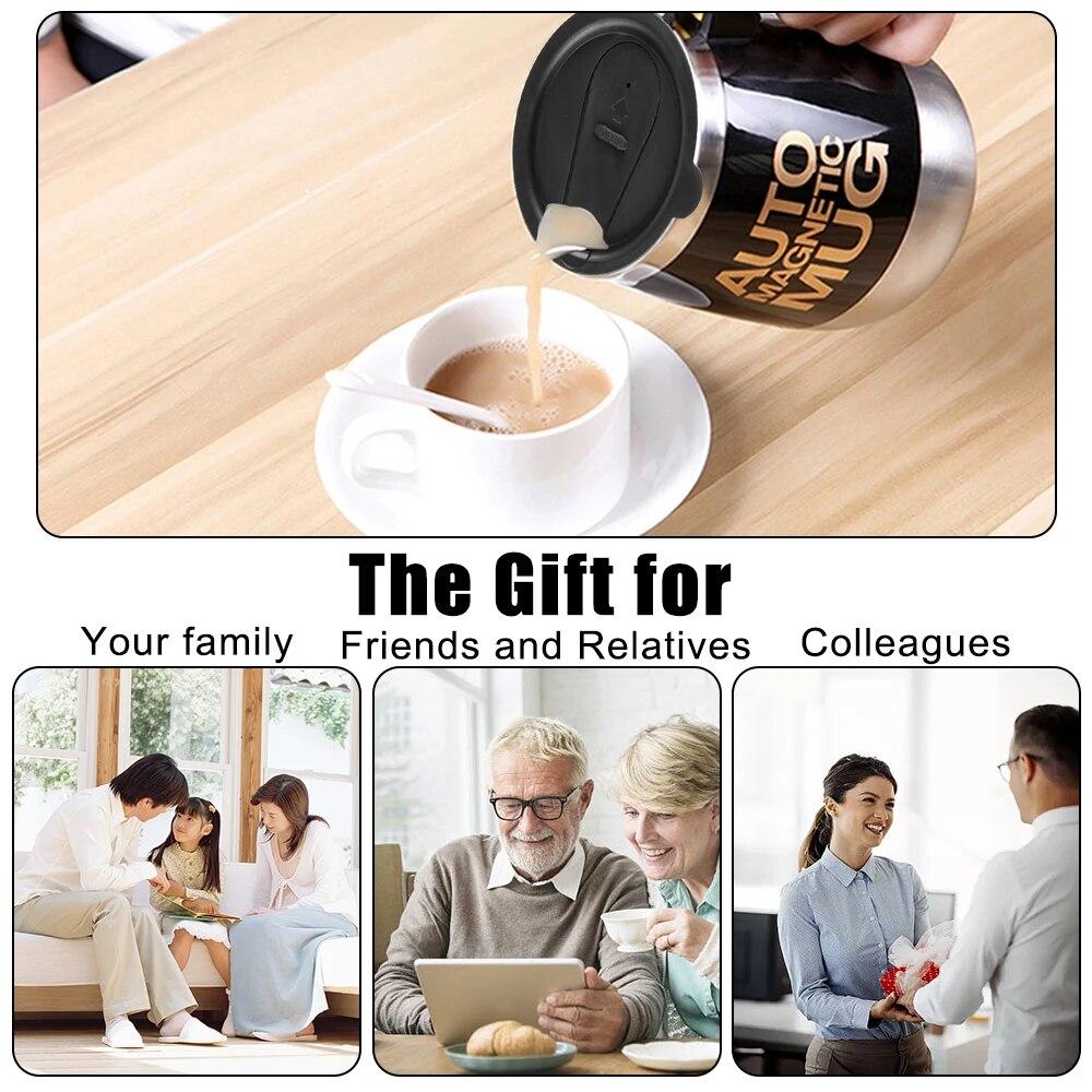 Термоблендер, новая чашка для смешивания кофе и молока, нержавеющая сталь, автоматический самоперемешивающийся умный миксер, магнитная кружка 400 мл