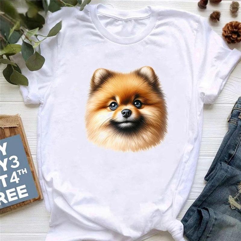 Watercolor Pomeranian Animal Printed T Shirt Girls Harajuku Kawaii Clothes Summer Fashion T-Shirt Women Casual Tshirt Femme