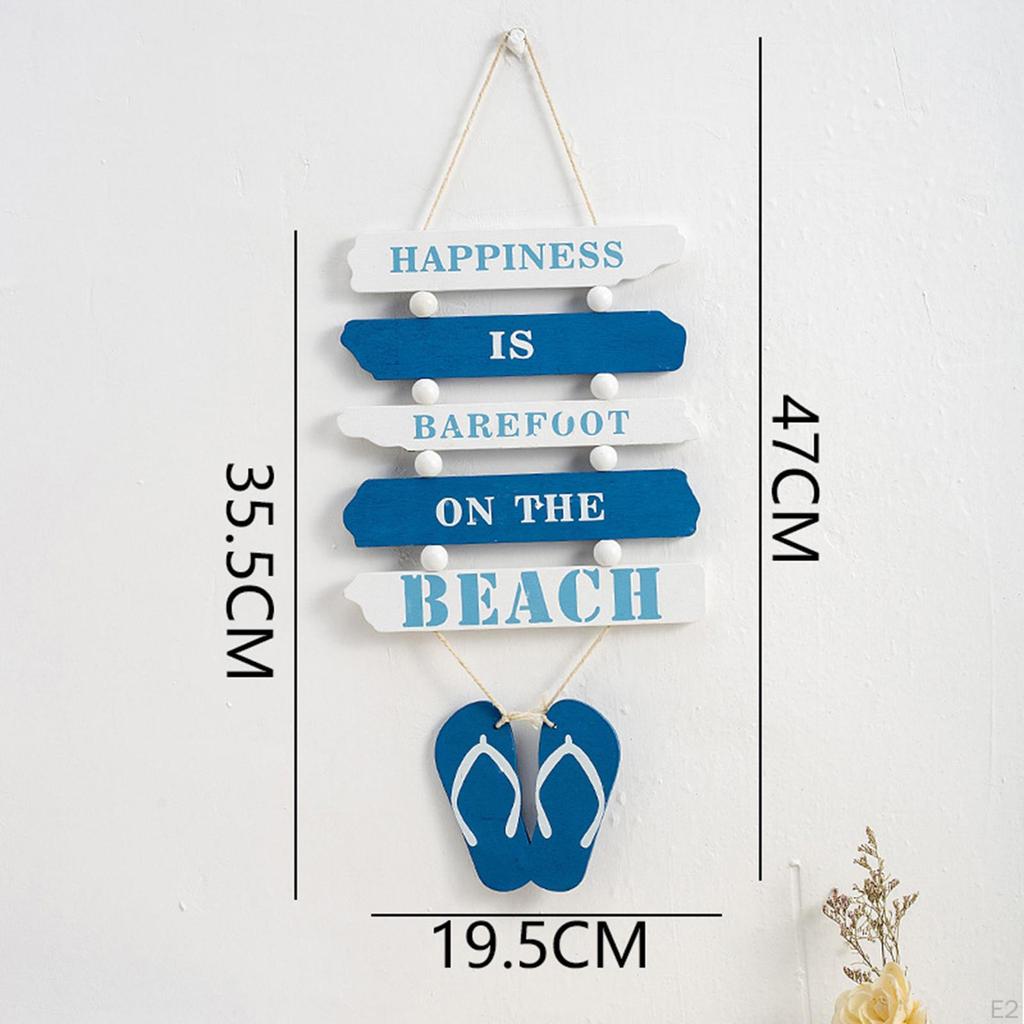 Beach Flop Wall Ornament, 19.5x47cm Wood Door Porch Hanging Decoration, Home Decor