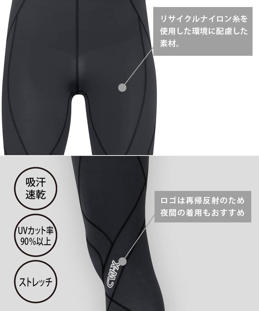 Спортивные тайтсы Wacoal Generator Model и защита от УФ-лучей Размеры и Y CW-X (Большой длины), Влагоотводящий, Быстросохнущий, (Более 90%), HZO669, Мужской, BL,