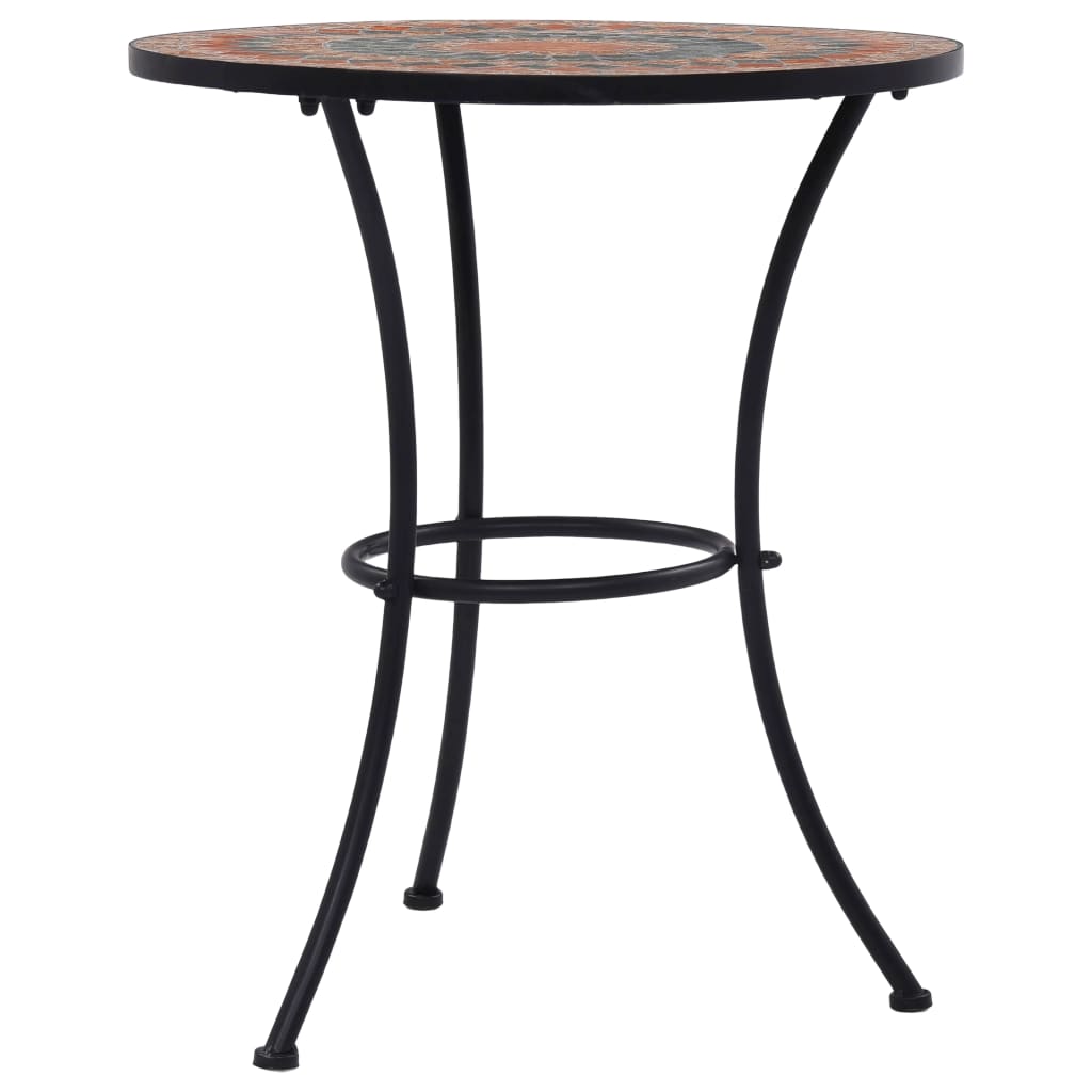Mosaic Bistro Table Orange Grey 60 cm Ceramic