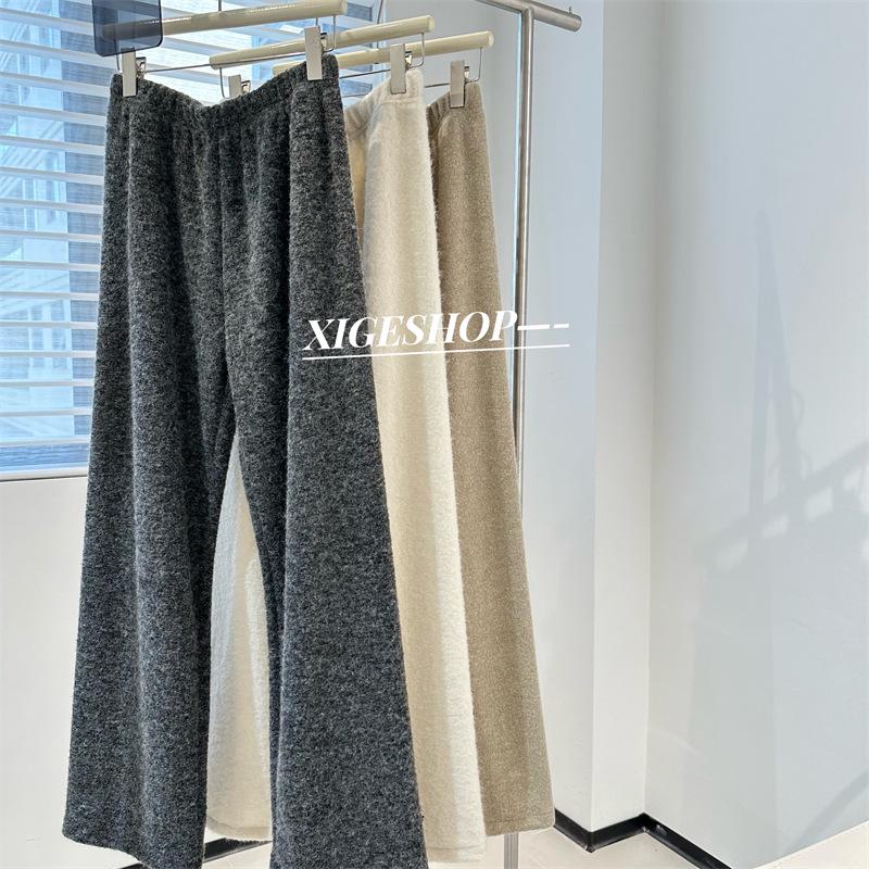 Женские утолщенные шерстяные брюки Off-White Wide Leg - Осень/Зима, Свободный крой, Прямой покрой