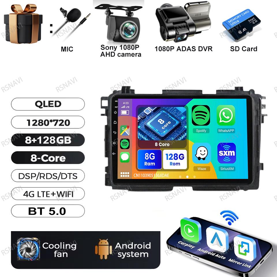 Android 16 Video Player For Honda Vezel HR V HRV XRV 2015 2016 2017 2018 2019 2020 Car Radio Multimedia Carplay Navigation BT