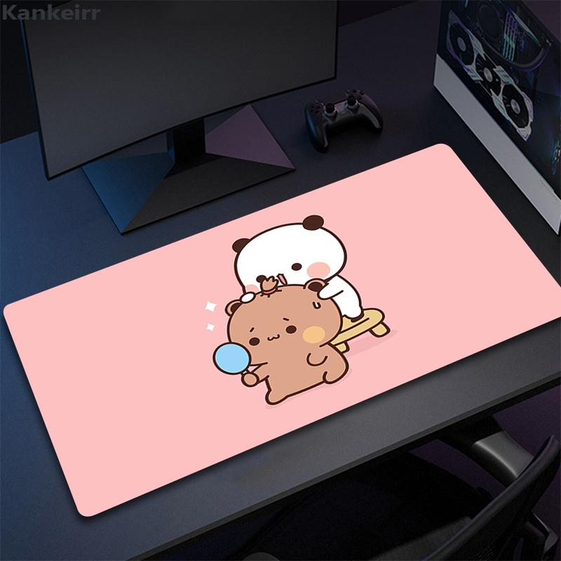 Super Cute Bear Cartoon Deskpad Office Computer Desk Mat Keyboard Big Mouse Pad Laptop Cushion Nonslip for PC Kawaii Desk Pad