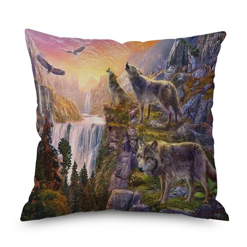 Животное волк дельфин Нордический короткий плюш Наволочка Полиэстер Декоративная наволочка для подушки Квадратный стиль-1