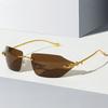 Брендовые Дизайнерские Роскошные Безободковые Изогнутые Прямоугольные Солнцезащитные Очки Женские Для Мужчин Винтажные Панк Солнцезащитные Очки Популярные Золотые Леопардовые Оттенки