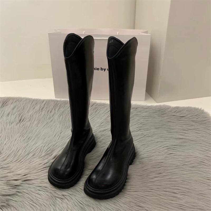 2024 Slim Woman High Boots Fashion Women Knee-High Boots High Heel Women's Shoes Winter Soft Leather Long Boots