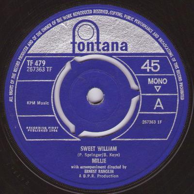 7-дюймовая пластинка MILLIE SMALL - Sweet William TF479 Fontana 1964 UK Регги, Ска и Даб Б/У