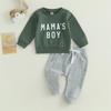 Осенне-зимняя одежда для маленьких мальчиков, свитшот с принтом «MAMA's BOY» с длинными рукавами + эластичные спортивные штаны, комплект одежды для малышей