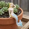 Seated Mermaid Ornament Scaled Tail Resin Statue Flowing Fin for Pond