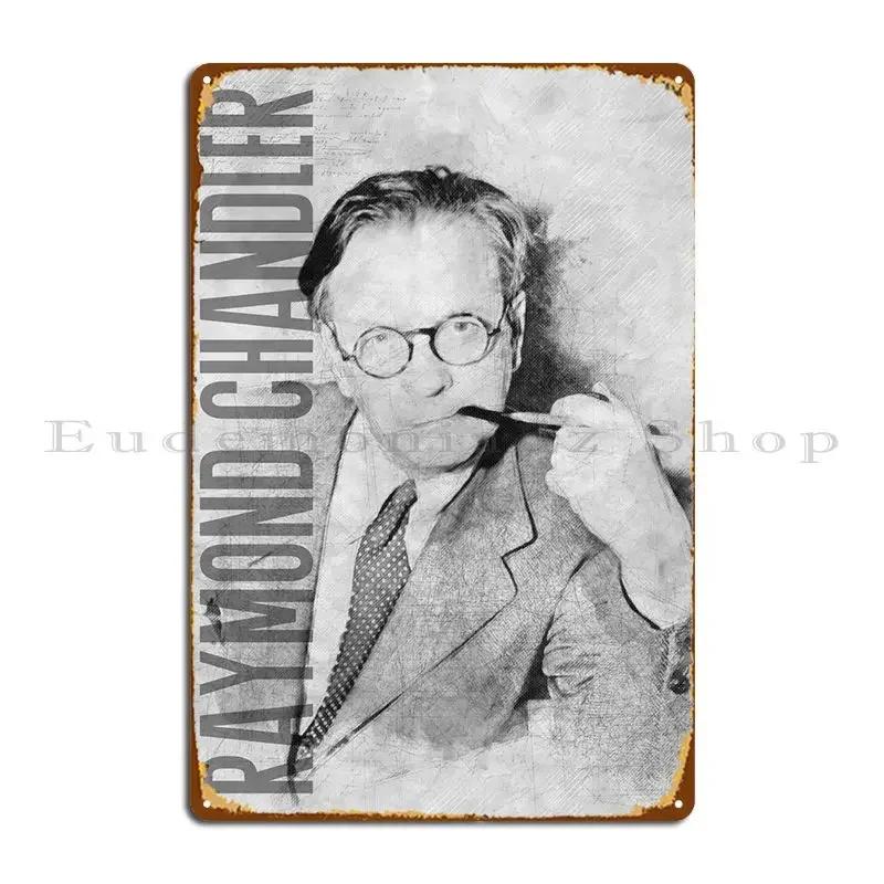 Raymond Chandler Portrait Artwork aesthetic the long goodbye The Big Sleep enguin Book Cover Metal Painting Wall Pub Tin Poster