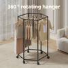 Hexagonal Rotatable Clothing Rack with Wheels – Sturdy 16mm Metal Tube, Freestanding Vertical Garment Hanger, Black/White