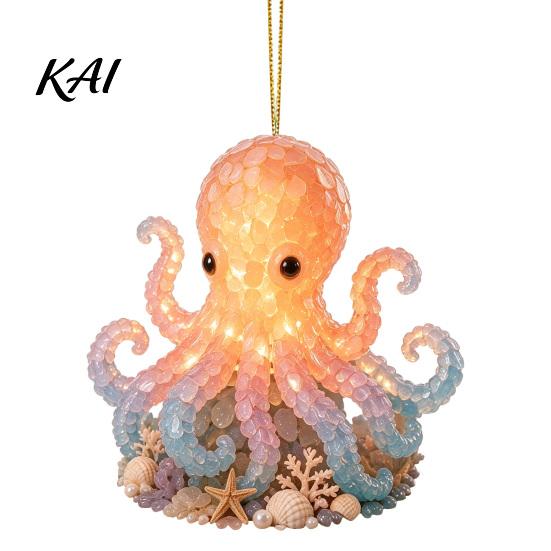 Holiday Celebration Gifts Ocean Theme Christmas Ornaments, 2D Flat Acrylic Hanging Decor with Sea Animal Elegant Tree Accessories Designs, Decorations