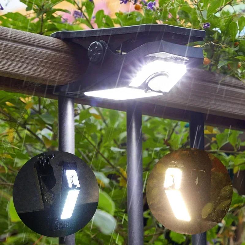 Clip On Solar Lights Outdoor Waterproof Motion Sensor Solar Fence Light with 90 LEDs 3 Modes for Gutter Patio Deck Camping Tent