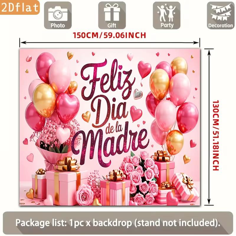 Двумерная тканевая основа розового золота «Feliz Dia de la Madre» для фотосессии мероприятия ко Дню матери