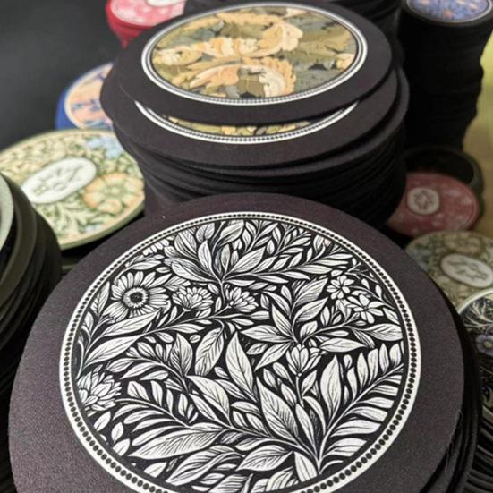 Винтажная впитывающая подставка под стакан с этническим цветочным узором из ткани, быстросохнущий диатомитовый коврик для горячих и холодных напитков