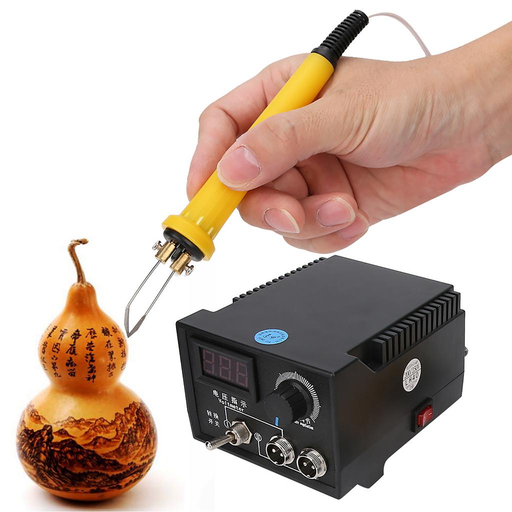 LH40-SA802 Digital Pyrography Machine Dual Port with Burning Pen Kit Wooden Craft ToolUK 220-240V