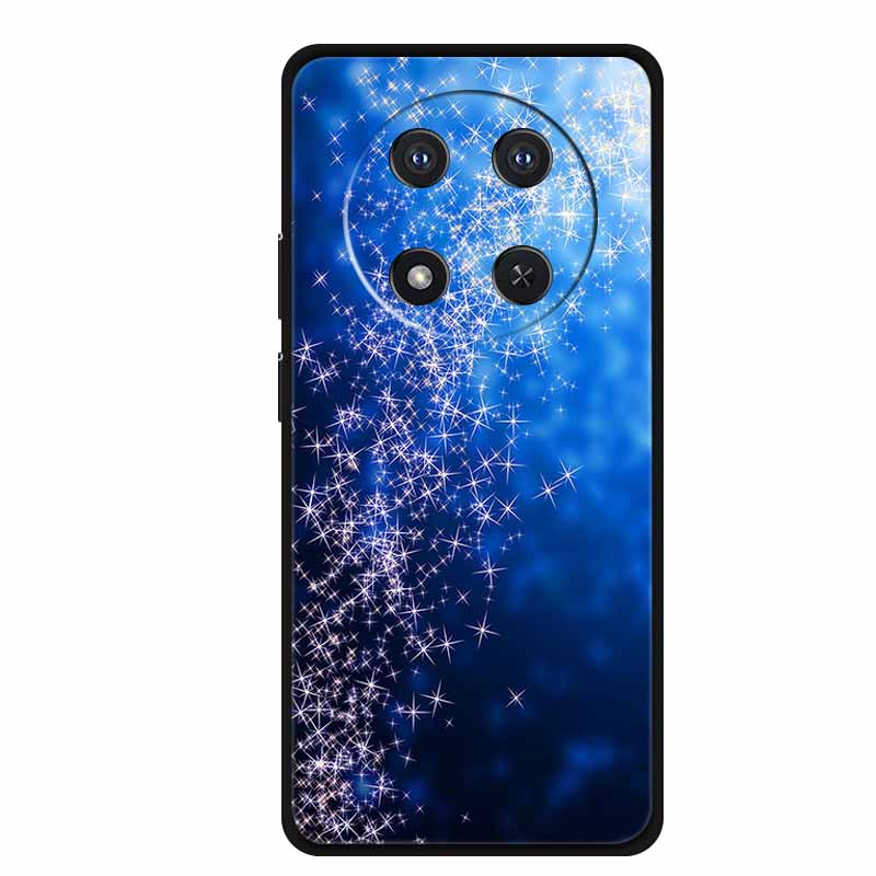 Чехол для Honor X9c X 9 c Цветочки Черный Силикон ТПУ Мягкая Задняя Крышка Для Honor Magic 7 Pro Magic7 5G lite Чехол для Телефона Funda