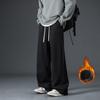 Зимние толстые теплые шерстяные спортивные брюки больших размеров, мужские широкие свободные спортивные повседневные хлопковые прямые брюки для бега