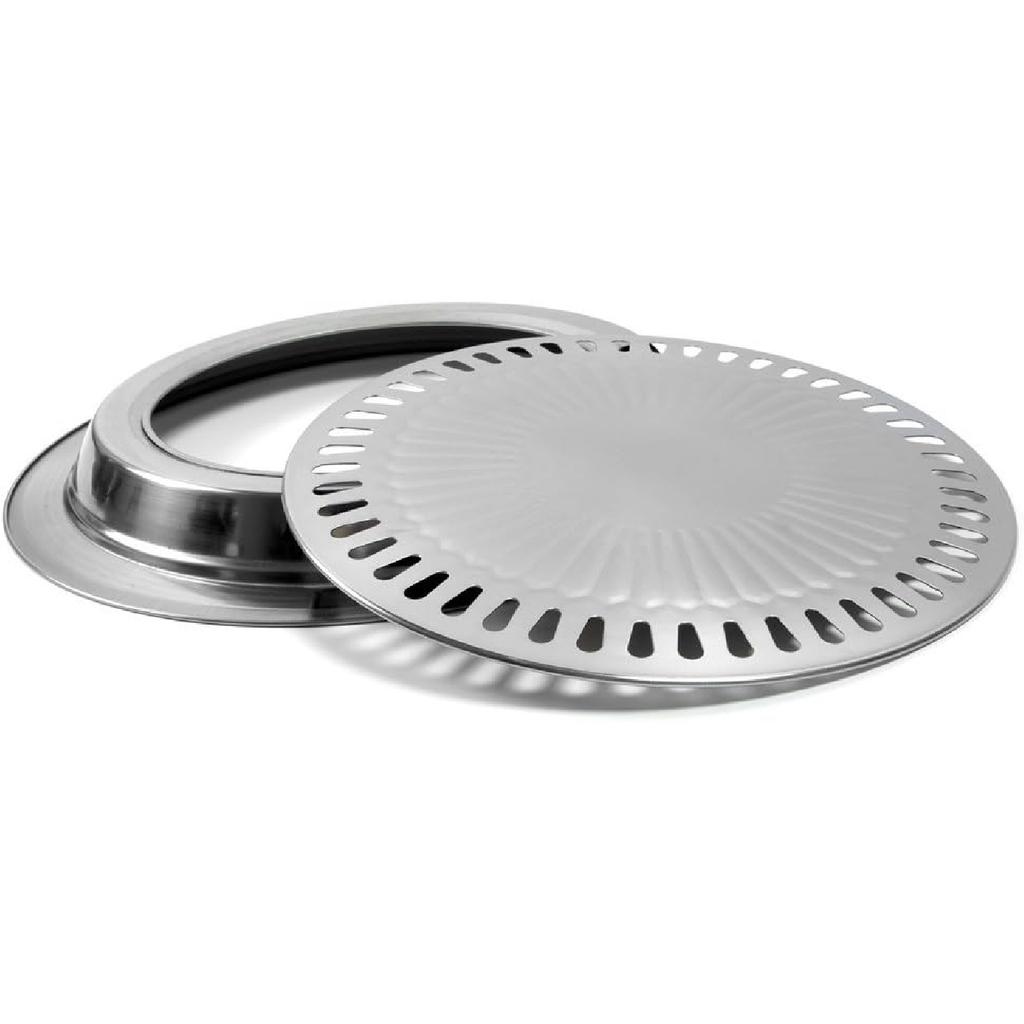Korean BBQ Grill Pan, Stovetop Korean BBQ Non-stick Round Barbecue Grill Pan, Smokeless Barbecue Plate for Indoor Outdoor Grilling, Stovetop Grill
