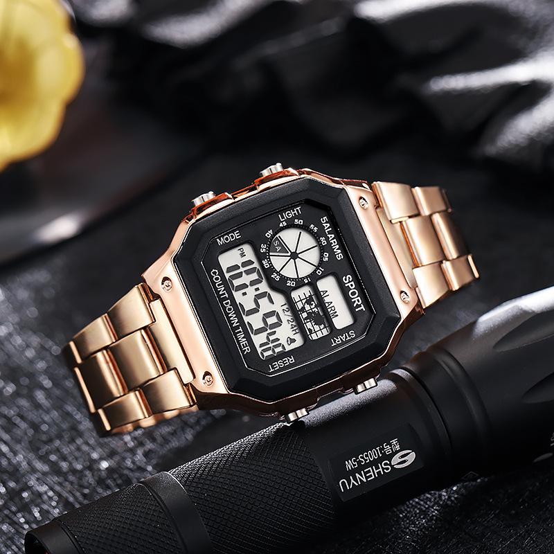 Men's Digital Watch Stainless Steel Strap Sport Watches Men Military Clock LED Sport Wristwatch