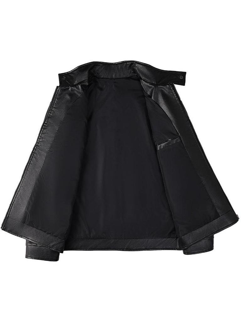 Мужская мотоциклетная гоночная куртка из ПУ-кожи с бархатной подкладкой - Уличная одежда в американском стиле