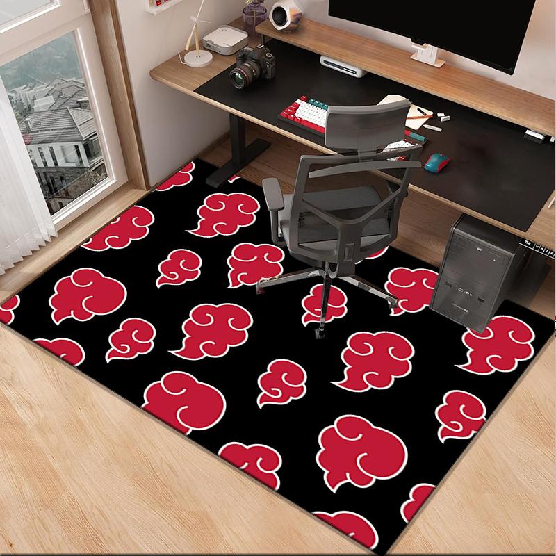 Anime Red Clouds On Black Background Office Rug Chair Mat, Game Carpet, Suitable for Front Door, Bedroom, Living Room, Desk, Holiday Gift