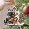 Christmas Tree Decor Pendant 2D flat Acrylic xmas Coffee Cup Snow House Holiday Pendant Christmas Home Ornaments decoration