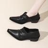 One-foot Loafer Commuter Platform Wizard Trendy Women's Heightening Head Leather Niche Casual Sderby Shoes