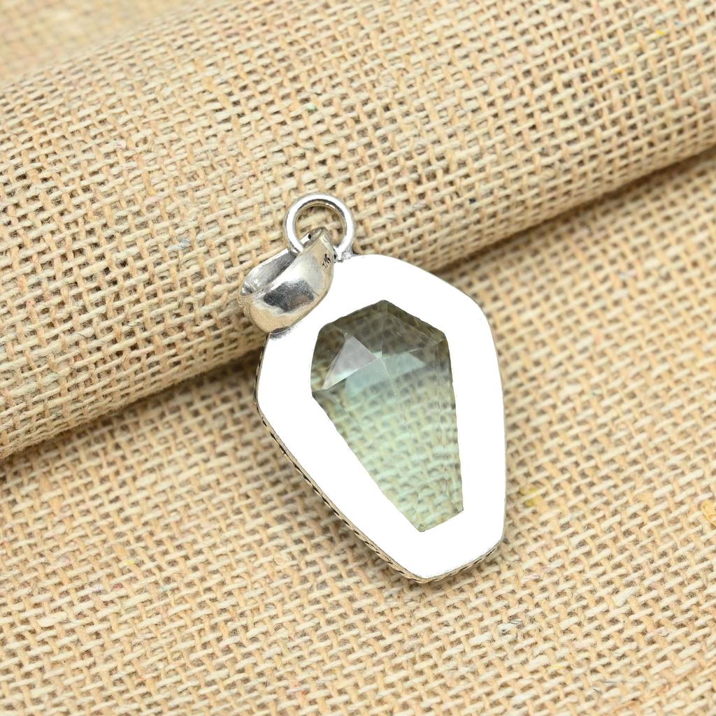 Green Amethyst Gemstone Solid 925 Silver Handmade Design Fancy Pendant Jewelry