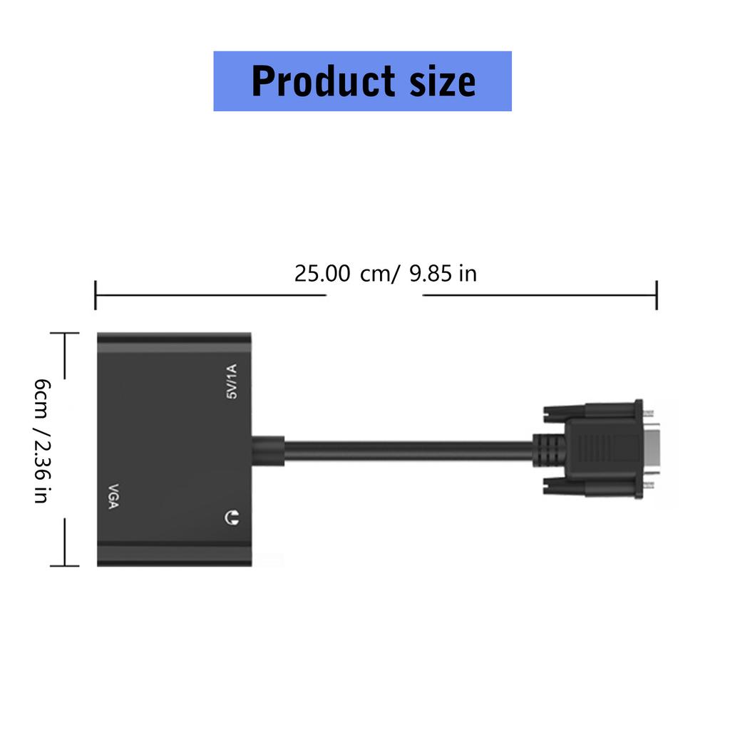 1080P VGA-разветвитель, VGA-адаптер VGA на VGA с двумя интерфейсами и звуком для подключения