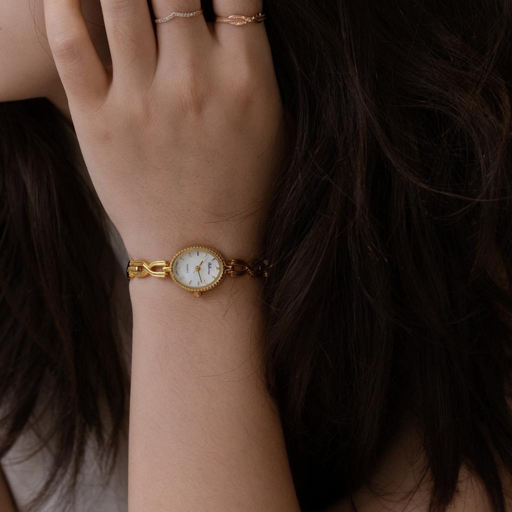 Luxury Gold Women's Watch with Opal Dial Diamond Bezel High Quality Quartz Movement Elegant Ladies Wristwatch