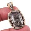 Natural Black Rutile 925 Solid Sterling Silver TwoTone Gift Pendant 1.50" b0Z11