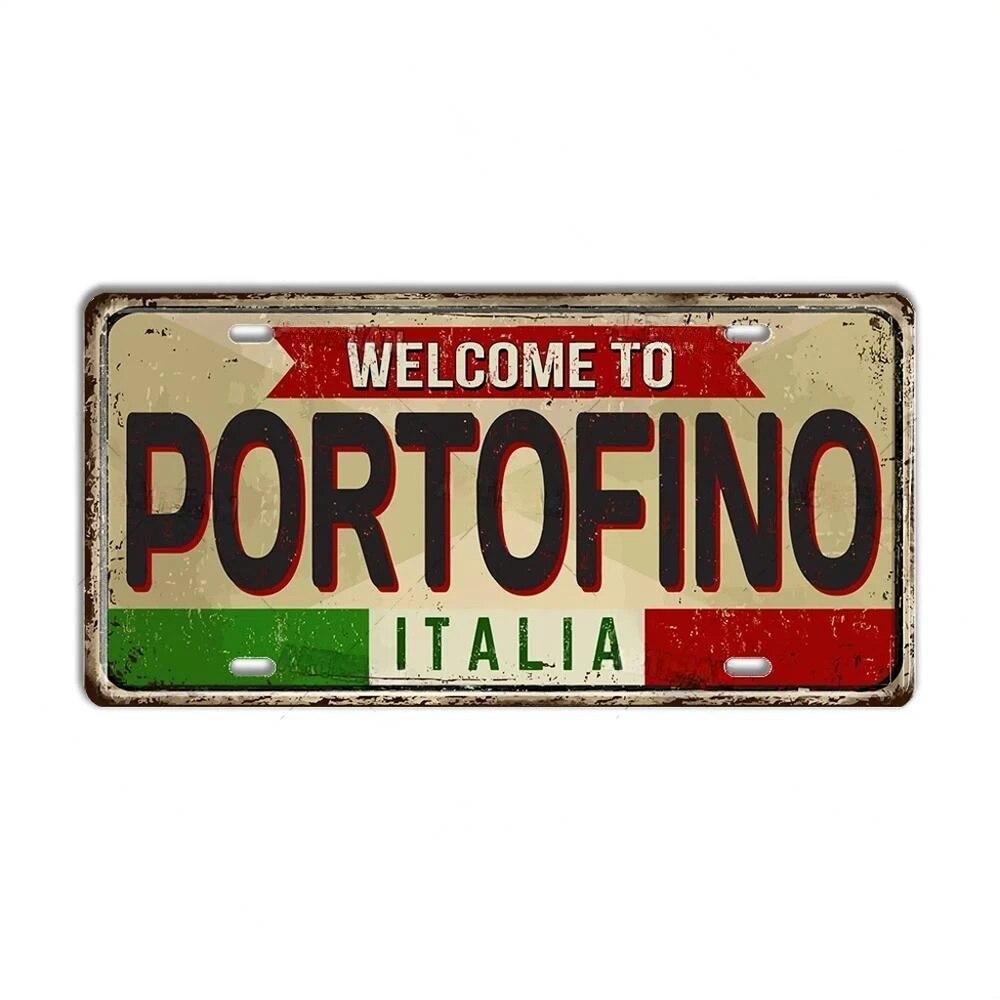 FJ Metal Tin Signs ITALY License Plate City State Tin Plaque Landmark Posters Wall Garage Bar Pub Decors