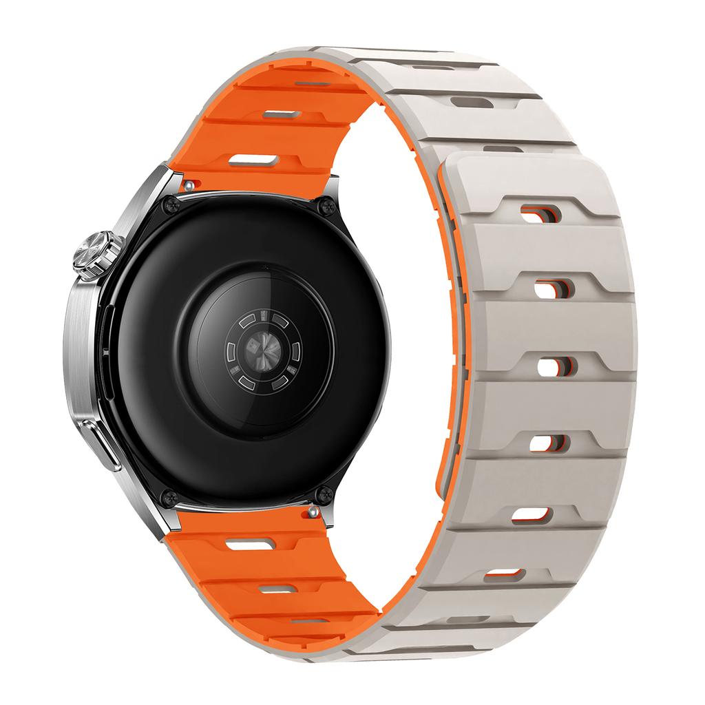 Scale Texture Two‑Tone Magnetic Silicone Watch Band 18/20/22mm Flat End Quick Release Strap for Huawei Samsung Xiaomi Garmin