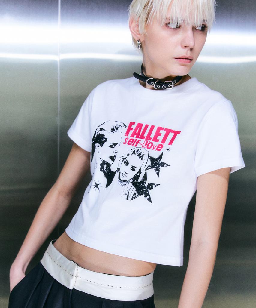 FALLETT Self-Love Crop Short Sleeve Tee White