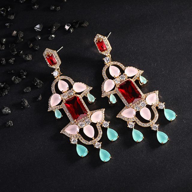 Модные эффектные висячие серьги с кисточками для свадебной вечеринки, серебро 925 пробы, иглы, кубический цирконий, красочные ювелирные изделия, позолоченные