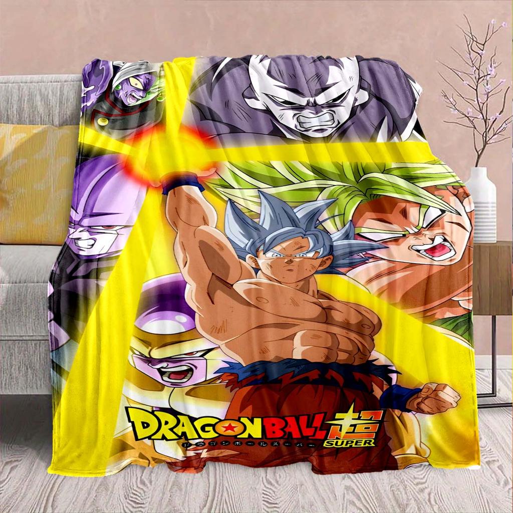 Фланелевое одеяло из аниме Dragon Ball - Мягкое, теплое, идеально подходит для дивана, постельного белья, кемпинга, путешествий, офиса, домашнего декора -QJY