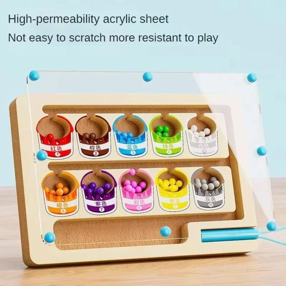 Bead Maze Color Sorting Game Wooden Magnetic Sorting Travel Board Family Parent Child