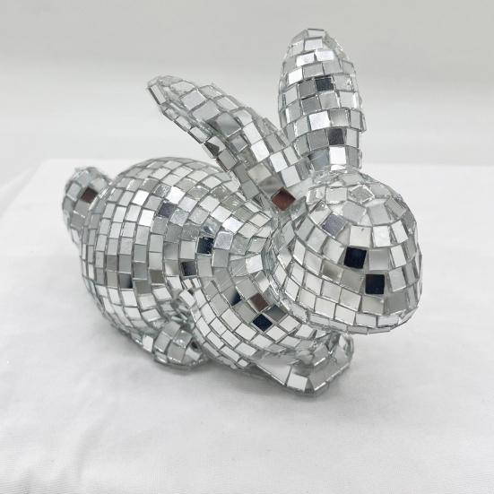 Фигурка кролика-дискотеки, ручная работа, форма кролика, диско-шар, зеркальный кролик, украшение для бара, дома, свадьбы, дня рождения, вечеринки, украшения