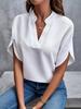 2024 Women's Casual Summer V-neck Loose Solid Color Blouse