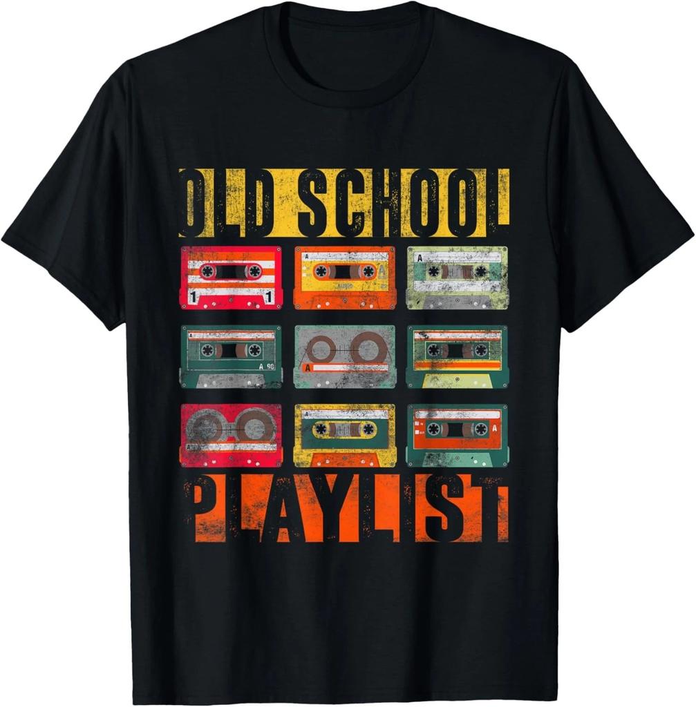 Old School Playlist Shirt Retro 80s 90s Cassette Tape Music T- Shirt