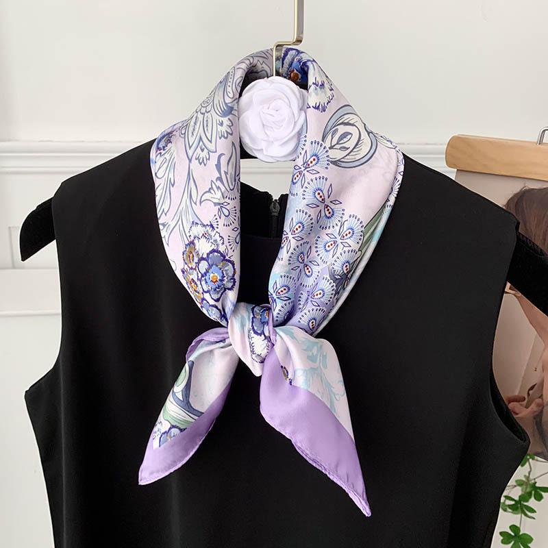 Retro 70*70 Square Scarf Colorful Silk Scarf Women Neck Scarf All-Match Shawl Trendy Headscarf Women'S Accessories Gifts