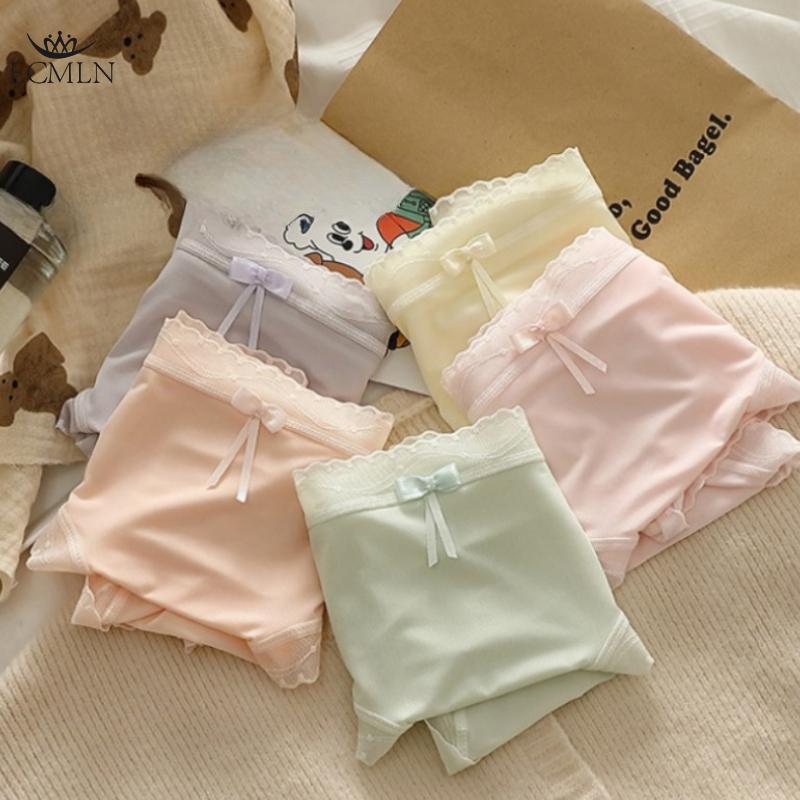 Summer Ice Silk Underwear Panties for Women Mid-waist Bowknot Breathable Ultra-thin Sexy Briefs Underpants Knickers
