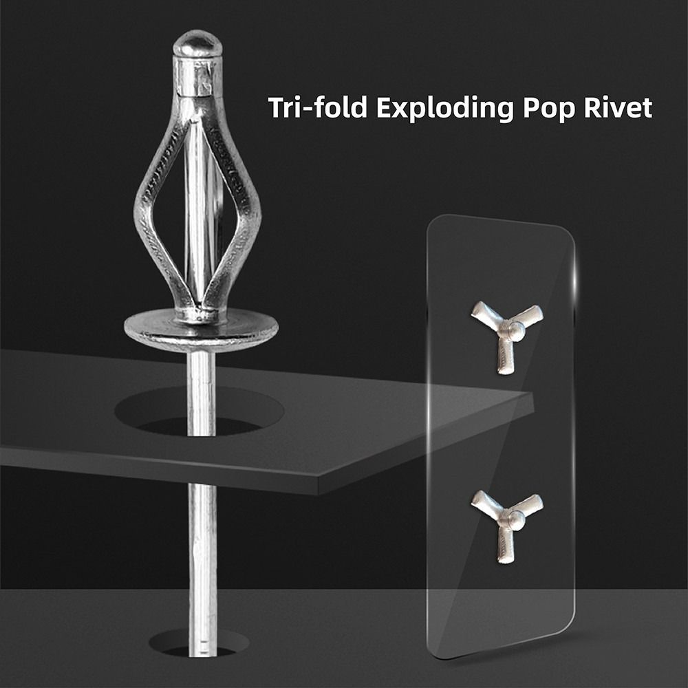 50pcs Durable 3.2mm 4.0mm 4.8mm Folding Blind Rivet Tri-fold Silver Aluminum Alloy Rivet Round Head Exhaust Rivets