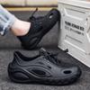 Men'S Solid Color Hole Shoes Fashion Trend Sandals Hollowed Out Outside Wear Thick-Soled Shit Bag Heel Shoes